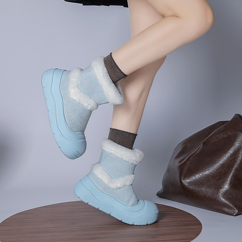 Damen Winterstiefel Warm Rutschfest Kunstfellkragen