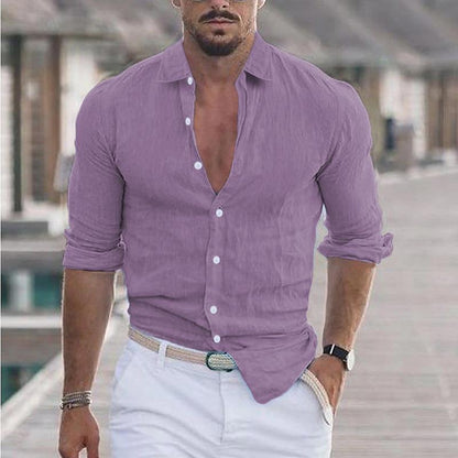 Herren Leinenhemd Slim Fit Modern Tailliert