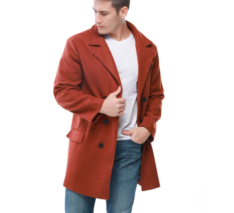 Herren Mantel Doppelt Geschliffen Eleganter Wollmantel Modern