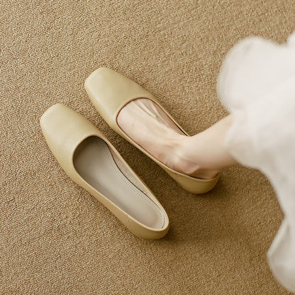 Damen Ballerinas Elegante Komfort Lederschuhe