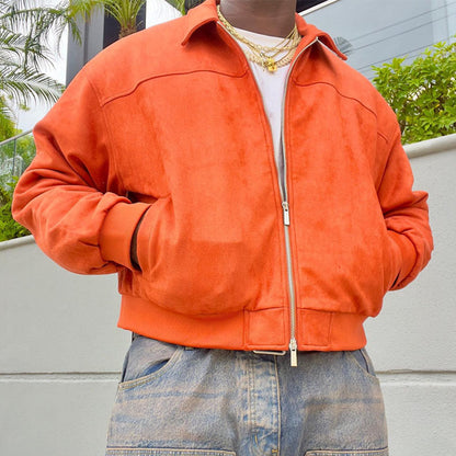 Herren Lederjacke Moderner Schnitt Lässig Schwarz