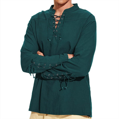 Herren Langarmshirt Modern Schnürdesign Lässig