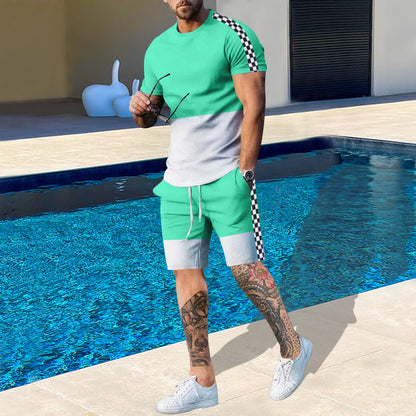 Herren Sportset Kurzarm Kontrastfarben Modern - BerlinGlamour