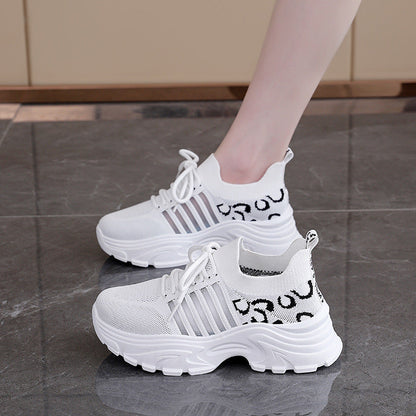 Damen Sneaker Sportlich Leopardenmuster Komfortabel