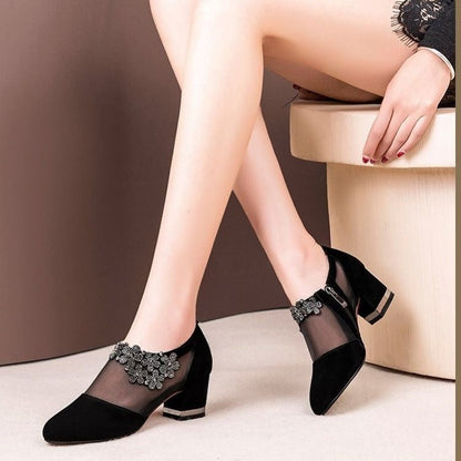 Damen High Heels Pumps Transparent mit Applikation Elegant