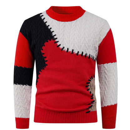 Herren Pullover Patchwork Design Modern Trendy