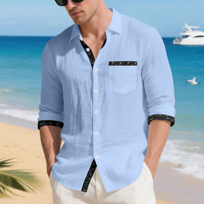 Herren Hemd Langarm Modern mit Kontrastdetails
