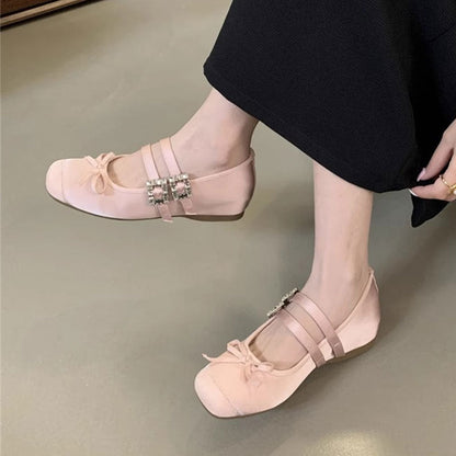 Damen Ballerinas Schleifen Riemchen Elegant