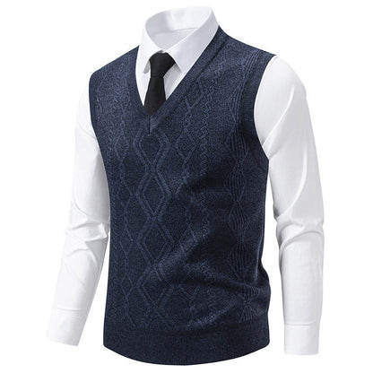 Herren Strickpullover V-Ausschnitt Struktur_optimiert