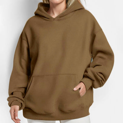 Damen Kapuzenpullover Weich Fleece Lockere Passform