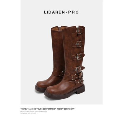 Damen Stiefel Robust Schnallen Verstellbar Wintermodell