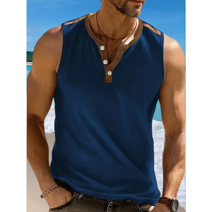 Herren Poloshirt Ärmellos Modern mit Knopfverschluss