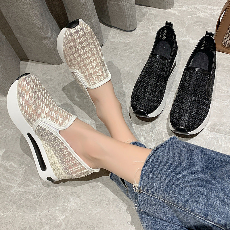 Damen Sneaker Hochabsatz Slip-On Schuhe Frauen