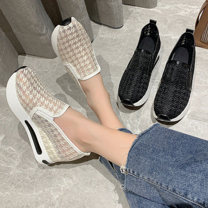 Damen Sneaker Hochabsatz Slip-On Schuhe Frauen