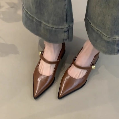 Damen Pumps Spitze Mit Riemen Elegante Schnalle