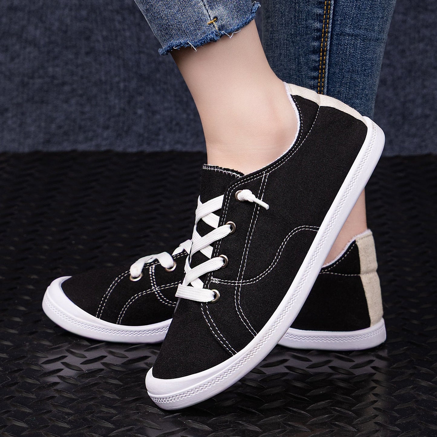 Damen Sportschuhe Canvas Bequem Schnürsenkel Mode