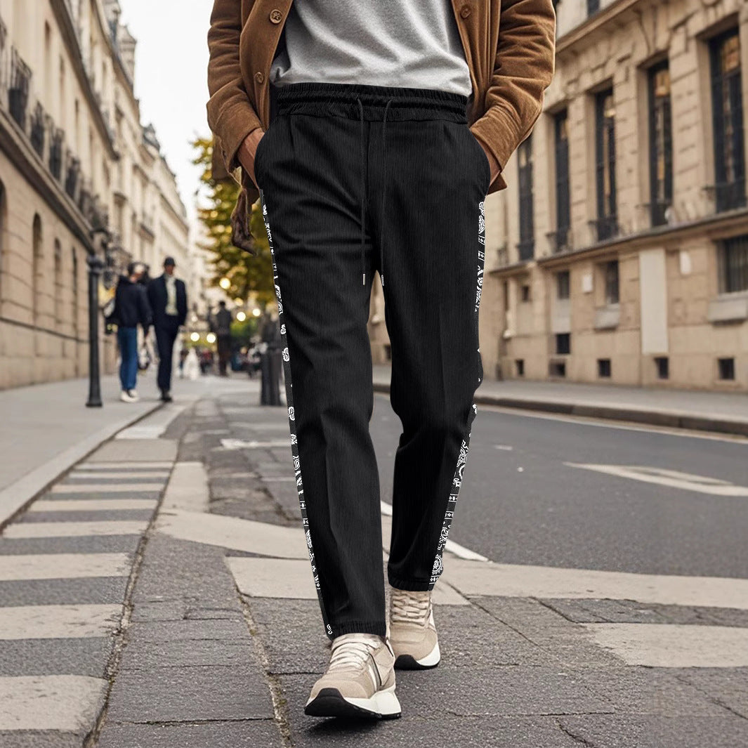 Herren Jogginghose Elastisch Mit Seitlichem Grafikdesign