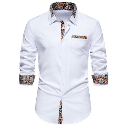 Herren Hemd Langarm Modern mit Kragen und Muster