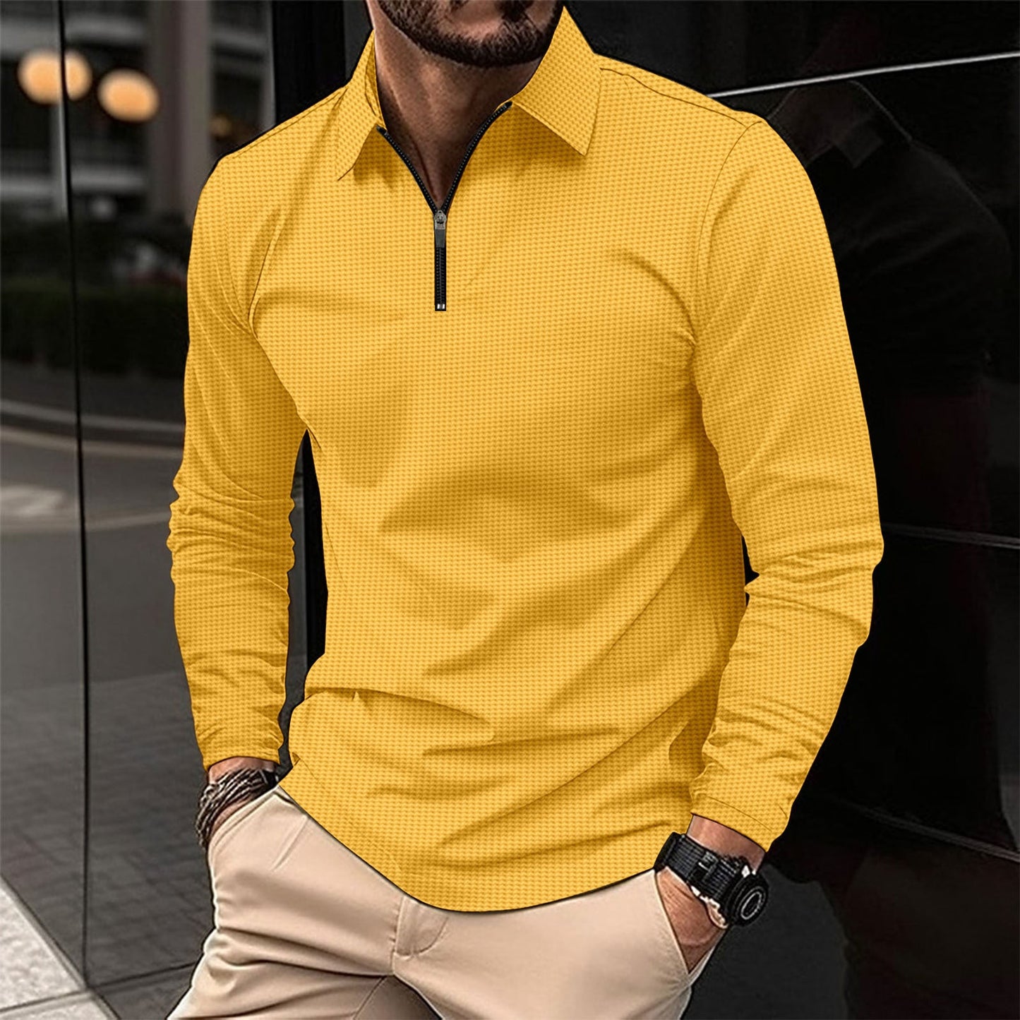 Herren Hemd Stehkragen Reißverschluss Modern Berlin Style