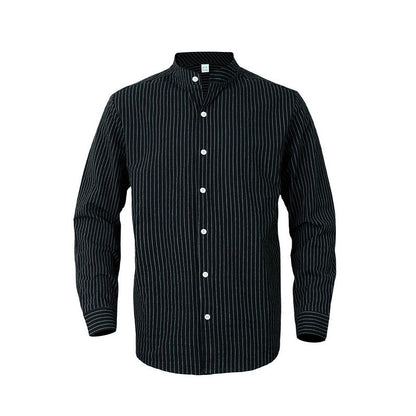 Herren Hemd Streifenmuster Moderner Stehkragen Slim Fit