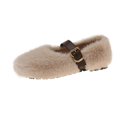 Damen Hausschuhe Flauschig Schnallenverschluss Elegante Winter