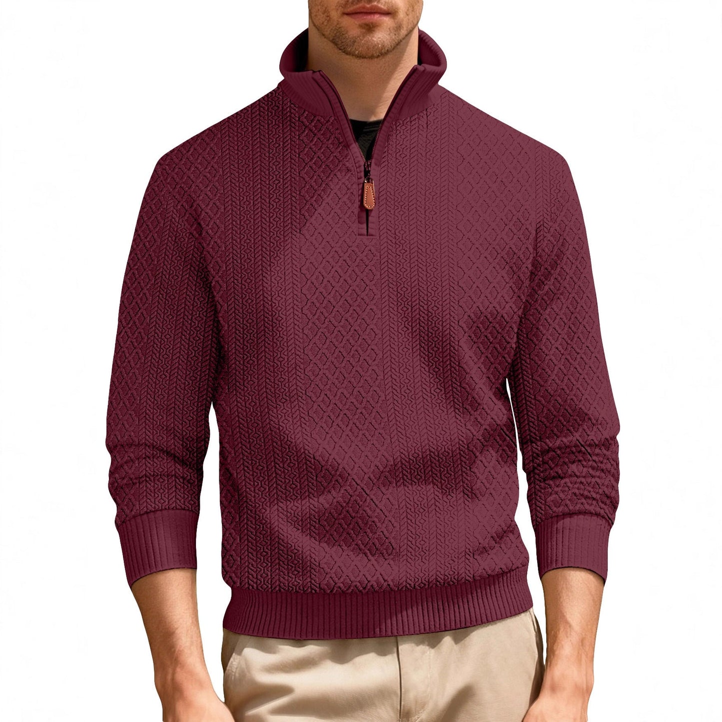 Herren Pullover Lässig Stehkragen Strick Qualität
