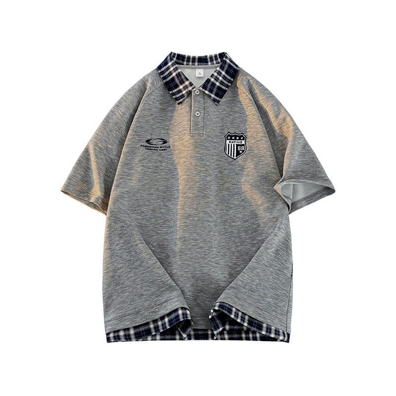 Herren Polohemd Modern Karierter Kragen Sportlich