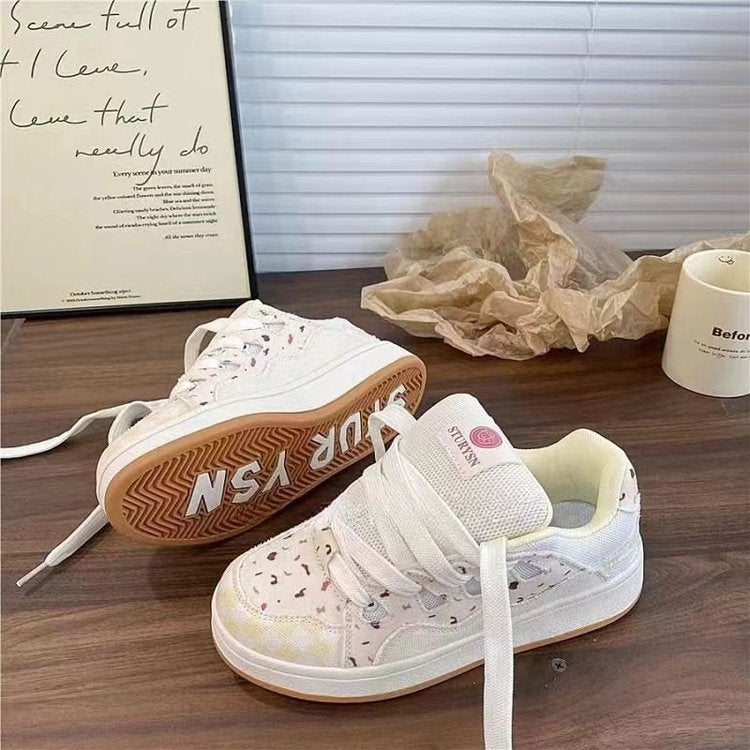 Damen Sneaker Sportlich Atmungsaktiv mit Blumenmotiv