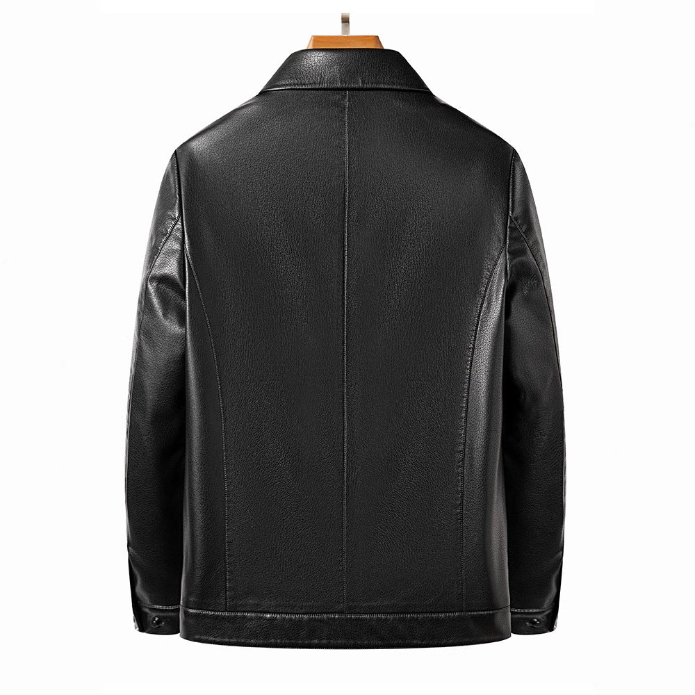 Herren Lederjacke Elegante Kunstleder Modisch Reißverschluss