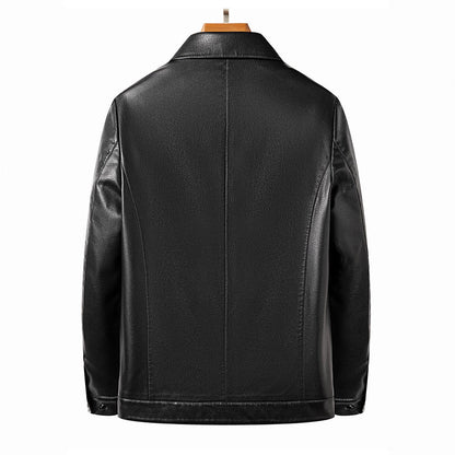 Herren Lederjacke Elegante Kunstleder Modisch Reißverschluss