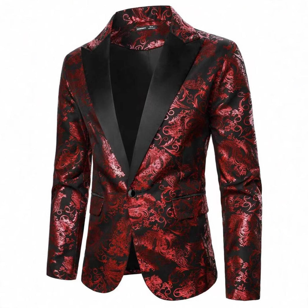 Herren Smokingsakko Elegant Floral Muster Schwarz
