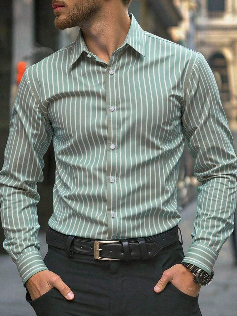Herren Hemd Modern Streifen Slim Fit