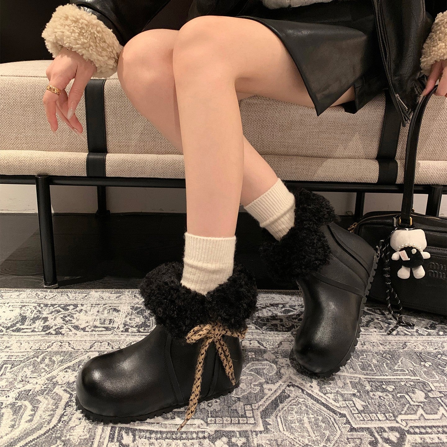 Damen Winterstiefel Warm Kuschelig Schnürstiefel