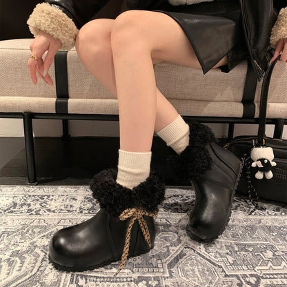 Damen Winterstiefel Warm Kuschelig Schnürstiefel