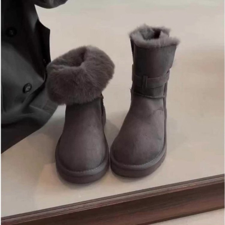 Damen Winterstiefel Warm mit weichem Kunstfellkragen und robuster Sohle
