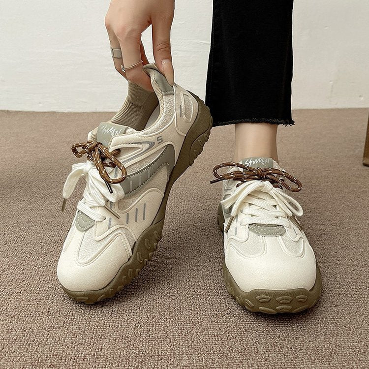 Damen Sneaker Bequem Freizeitschuhe Schnürsystem Rutschfest