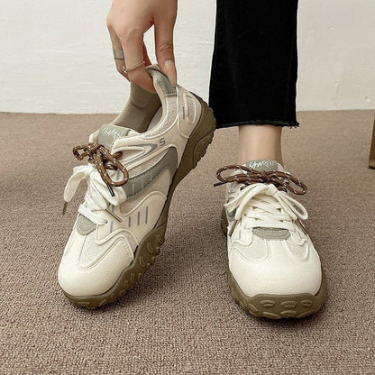 Damen Sneaker Bequem Freizeitschuhe Schnürsystem Rutschfest