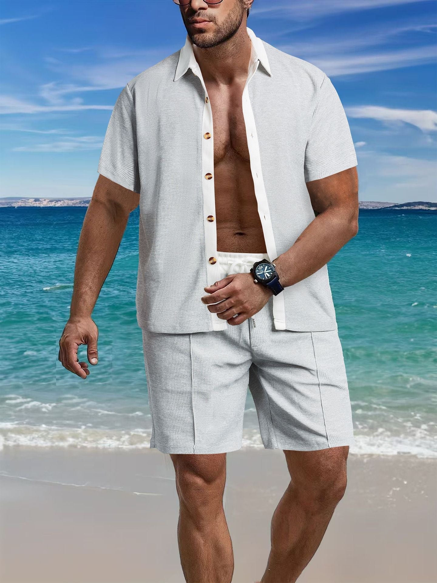 Herren Kurzarmhemd und Shorts Set Modern Sportlich - BerlinGlamour