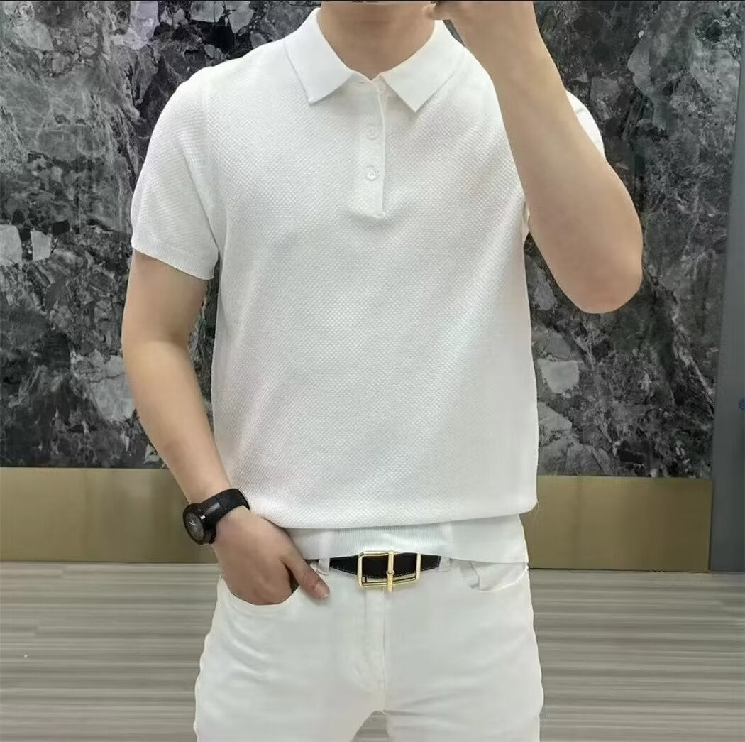Polo Shirt Herren Modern Struktur Muster Slim Fit