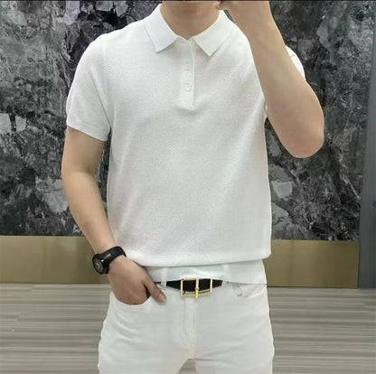 Polo Shirt Herren Modern Struktur Muster Slim Fit