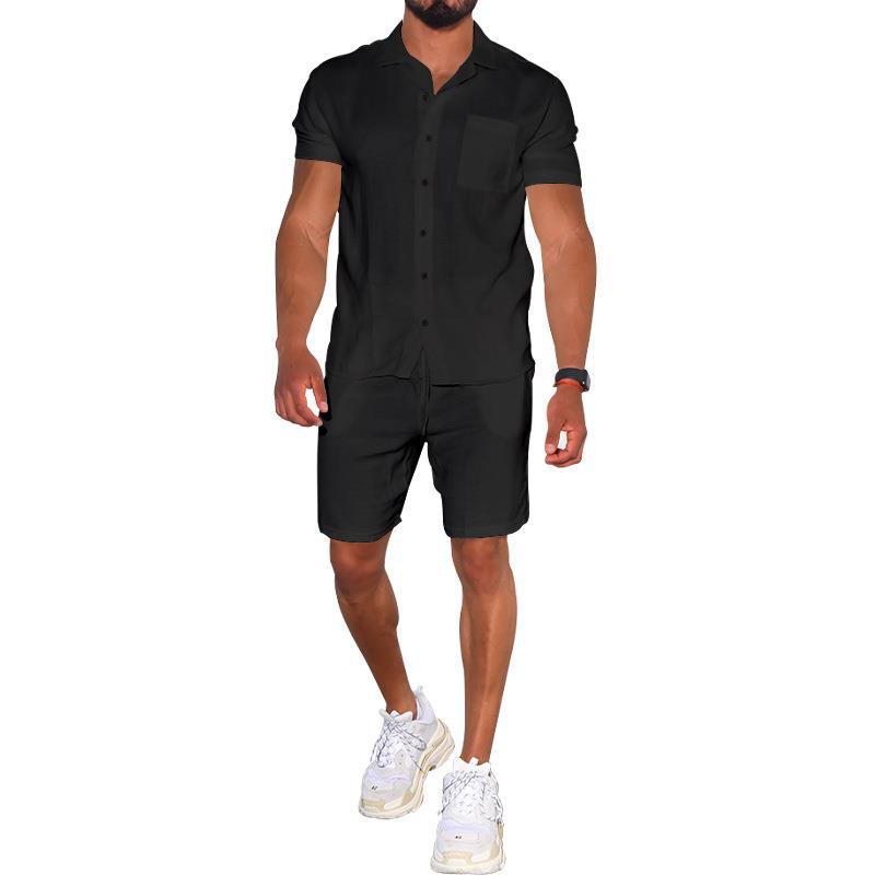 Herren Freizeit-Set Kurzarm Hemd Shorts Modern