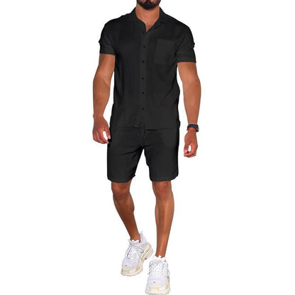 Herren Freizeit-Set Kurzarm Hemd Shorts Modern