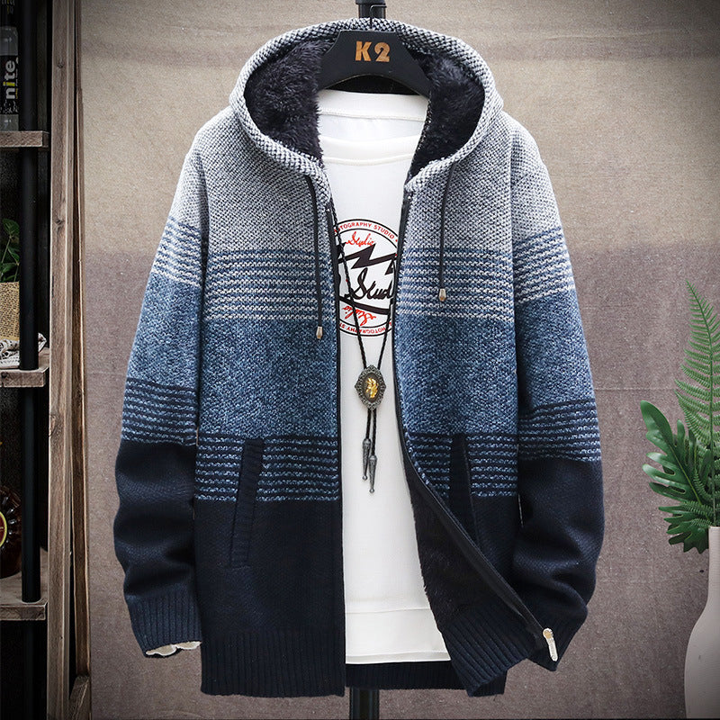 Herren Kapuzenjacke Sportlich Warm mit Streifenmuster