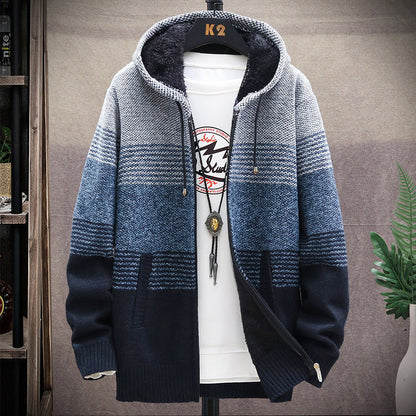 Herren Kapuzenjacke Sportlich Warm mit Streifenmuster