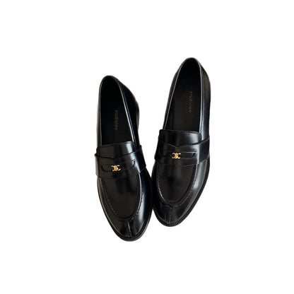 Elegante Damen Loafers aus Leder Gold Damen Schuhe