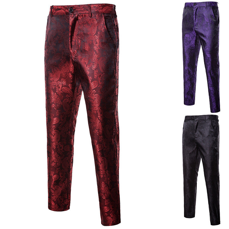 Herrenhose Paisley Muster Elegant Slim Fit