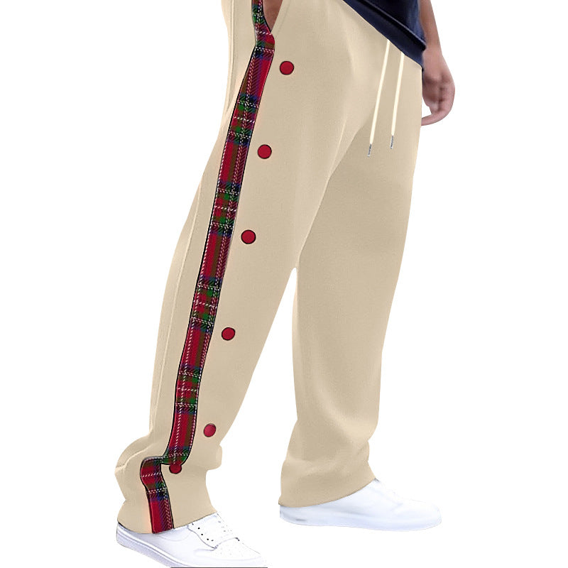 Herren Freizeithose Karomuster Modern mit Druckknöpfen
