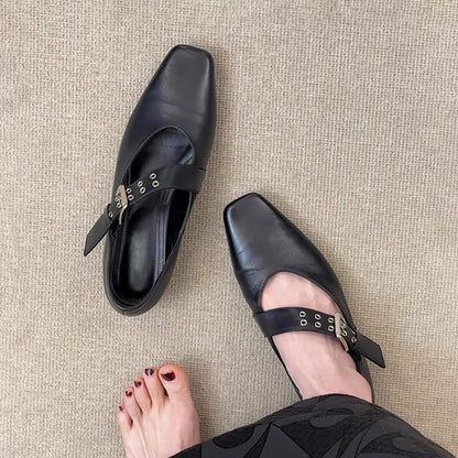 Damen Slingbacks Elegant mit Quadratzehen und Riemen