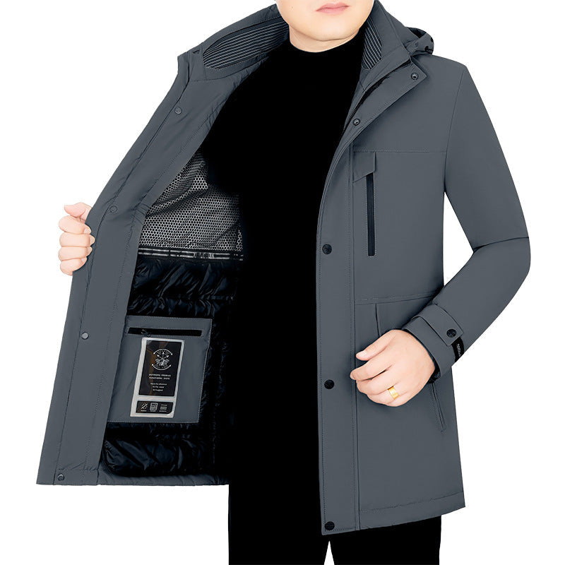 Wasserfeste Herrenjacke mit Kapuze und Thermofutter - BerlinGlamour