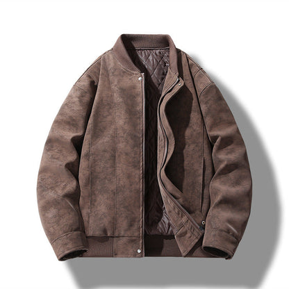 Herren Lederjacke Modisch mit Innenfutter Schwarz
